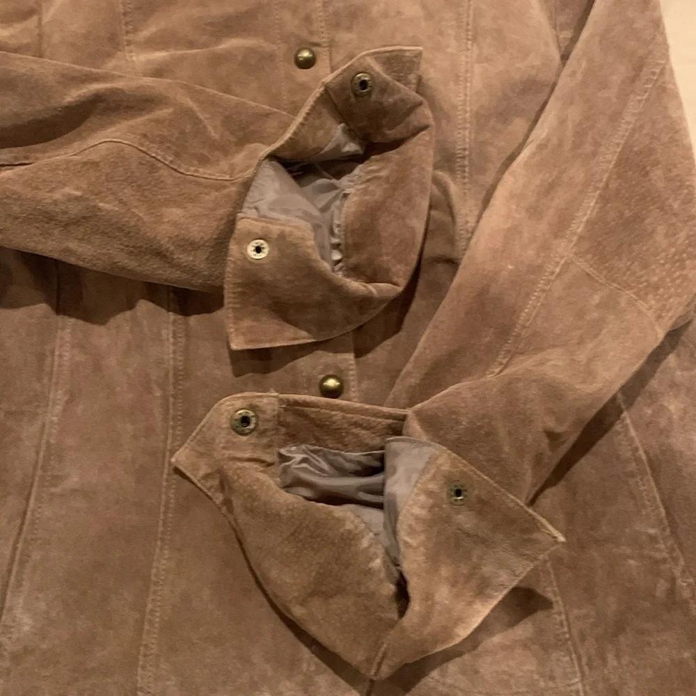 A.M.I Light Brown 100% Leather Jacket Size Large - Picture 14 of 16